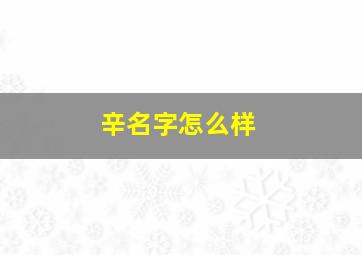 辛名字怎么样