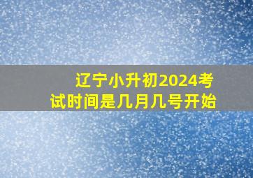 辽宁小升初2024考试时间是几月几号开始