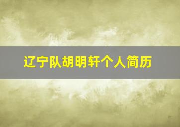 辽宁队胡明轩个人简历