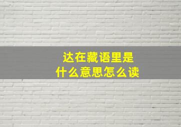 达在藏语里是什么意思怎么读