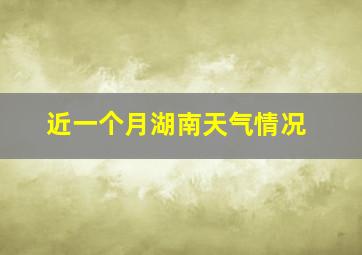 近一个月湖南天气情况