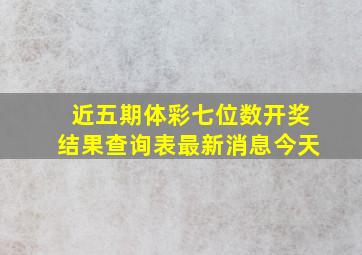 近五期体彩七位数开奖结果查询表最新消息今天