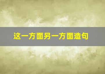 这一方面另一方面造句