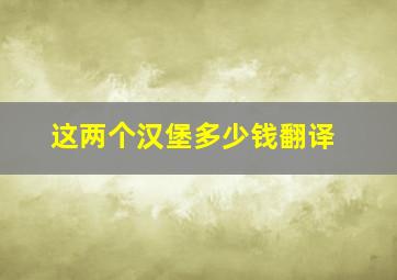 这两个汉堡多少钱翻译