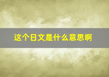 这个日文是什么意思啊