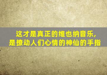 这才是真正的维也纳音乐,是撩动人们心情的神仙的手指