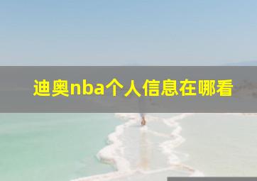 迪奥nba个人信息在哪看