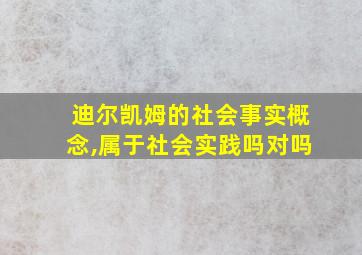 迪尔凯姆的社会事实概念,属于社会实践吗对吗