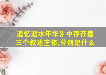 追忆逝水年华》中存在着三个叙述主体,分别是什么