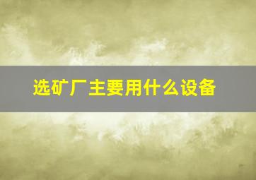 选矿厂主要用什么设备