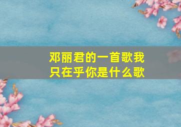 邓丽君的一首歌我只在乎你是什么歌