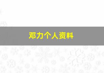 邓力个人资料