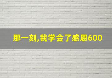 那一刻,我学会了感恩600