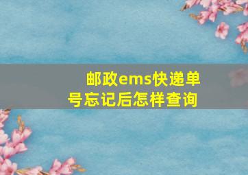 邮政ems快递单号忘记后怎样查询