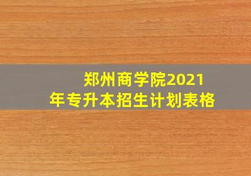 郑州商学院2021年专升本招生计划表格