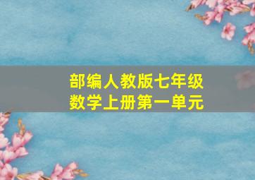 部编人教版七年级数学上册第一单元