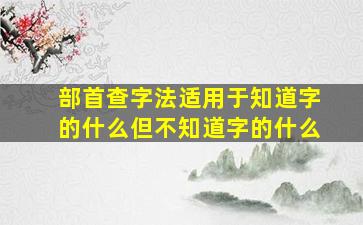 部首查字法适用于知道字的什么但不知道字的什么