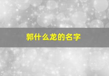 郭什么龙的名字