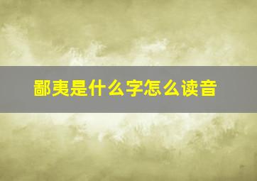 鄙夷是什么字怎么读音