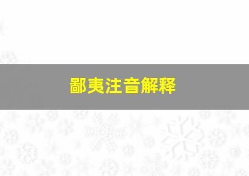 鄙夷注音解释