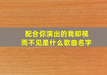 配合你演出的我却视而不见是什么歌曲名字