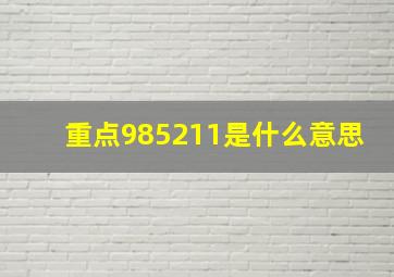 重点985211是什么意思