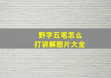 野字五笔怎么打讲解图片大全