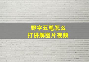 野字五笔怎么打讲解图片视频