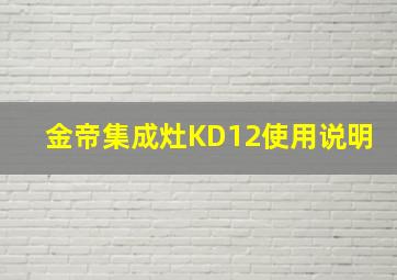 金帝集成灶KD12使用说明