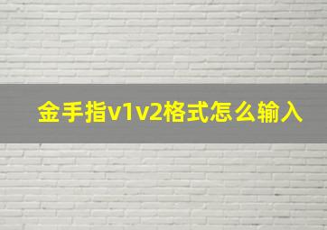 金手指v1v2格式怎么输入