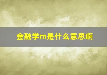 金融学m是什么意思啊