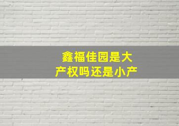 鑫福佳园是大产权吗还是小产