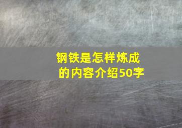 钢铁是怎样炼成的内容介绍50字