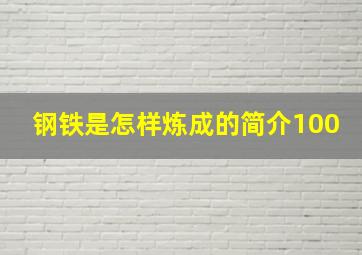 钢铁是怎样炼成的简介100