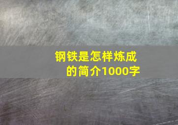 钢铁是怎样炼成的简介1000字