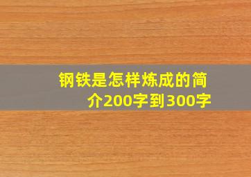 钢铁是怎样炼成的简介200字到300字