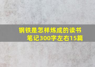 钢铁是怎样炼成的读书笔记300字左右15篇