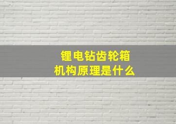 锂电钻齿轮箱机构原理是什么