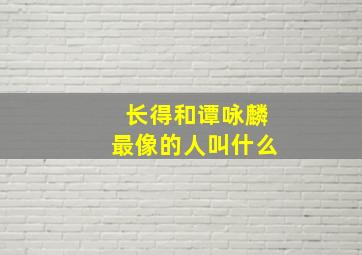 长得和谭咏麟最像的人叫什么