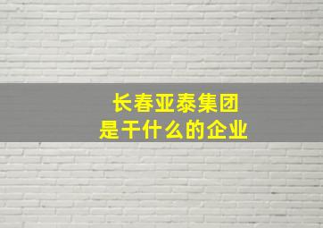 长春亚泰集团是干什么的企业