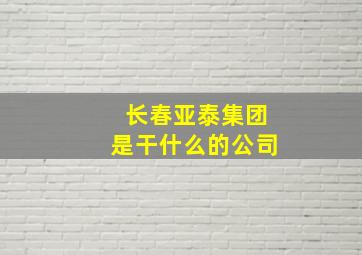 长春亚泰集团是干什么的公司