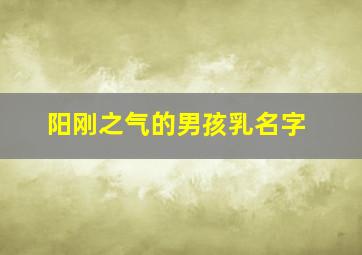 阳刚之气的男孩乳名字