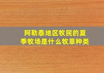 阿勒泰地区牧民的夏季牧场是什么牧草种类