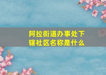 阿拉街道办事处下辖社区名称是什么