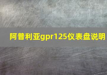 阿普利亚gpr125仪表盘说明