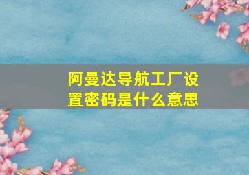 阿曼达导航工厂设置密码是什么意思