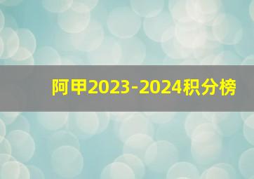 阿甲2023-2024积分榜