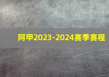 阿甲2023-2024赛季赛程