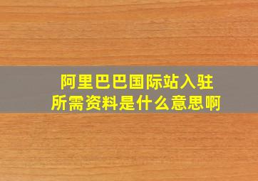 阿里巴巴国际站入驻所需资料是什么意思啊