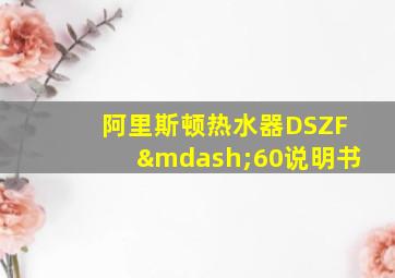 阿里斯顿热水器DSZF—60说明书